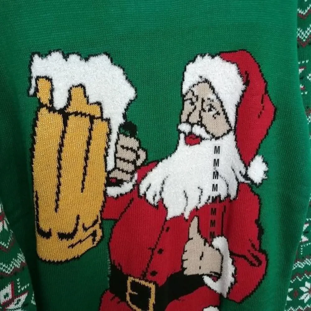 Green Santa‎ Beer Ugly Christmas Sweater